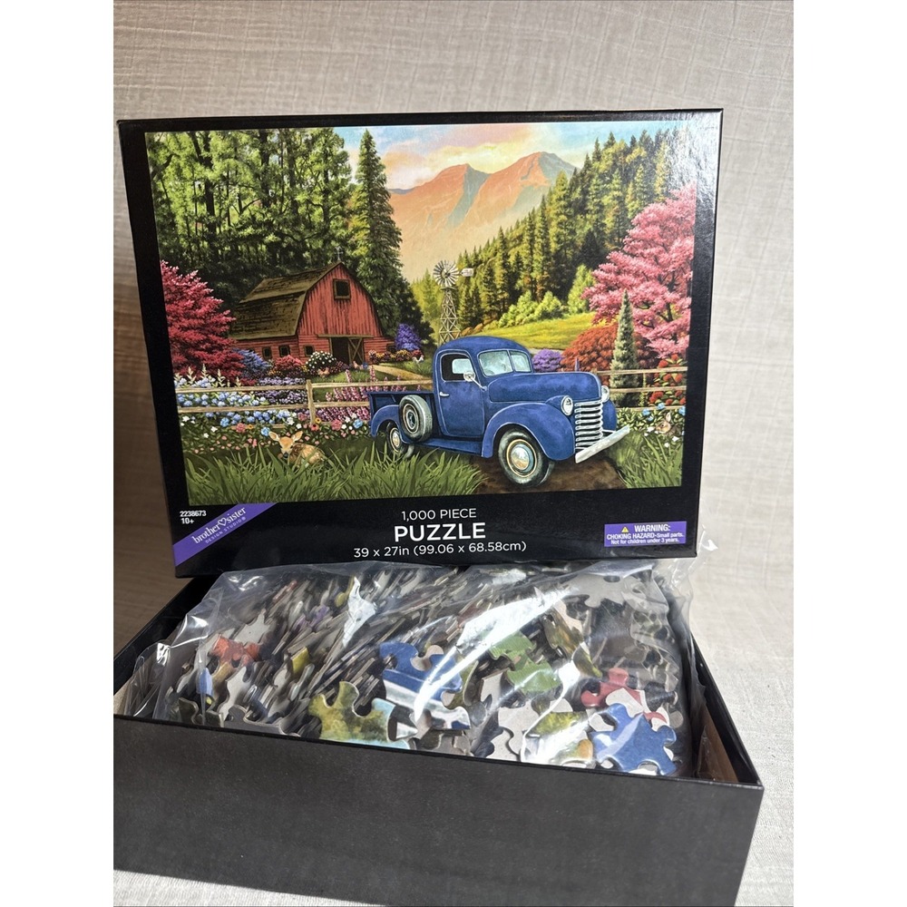 Brother Sister Design‎ 1000 Piece Puzzle Old Blue Truck And Red Barn NEW Sealed